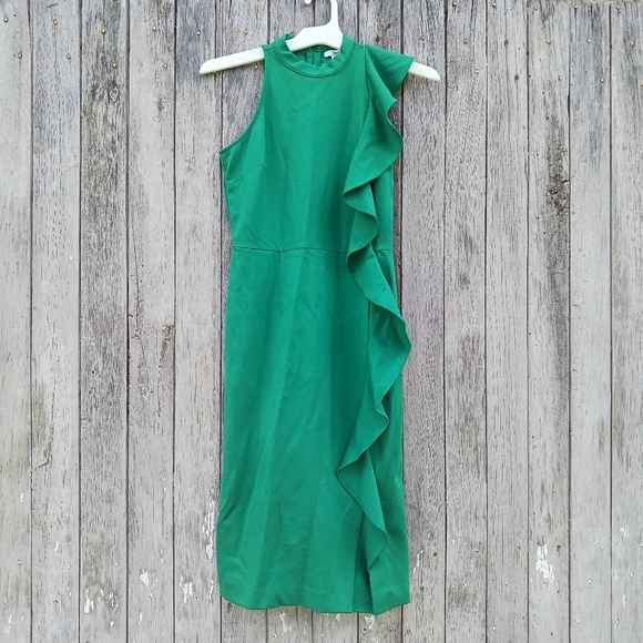 Bar III Dresses & Skirts - Bar lll Green Ruffle Front Dress Womens Sz XS NEW Knee Length Sleeveless